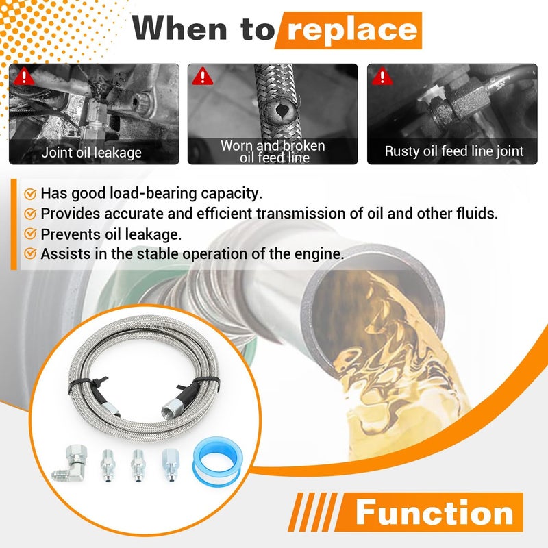 SJDYYMX 72 inch Stainless Braided Line 4AN Multi Size Remote Turbocharger Sensor Teflon Gauge Line Kit - Image 5